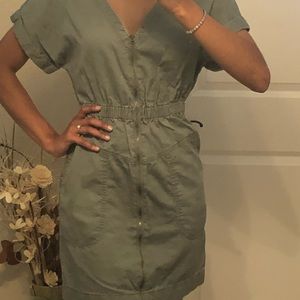 Green zip up dress